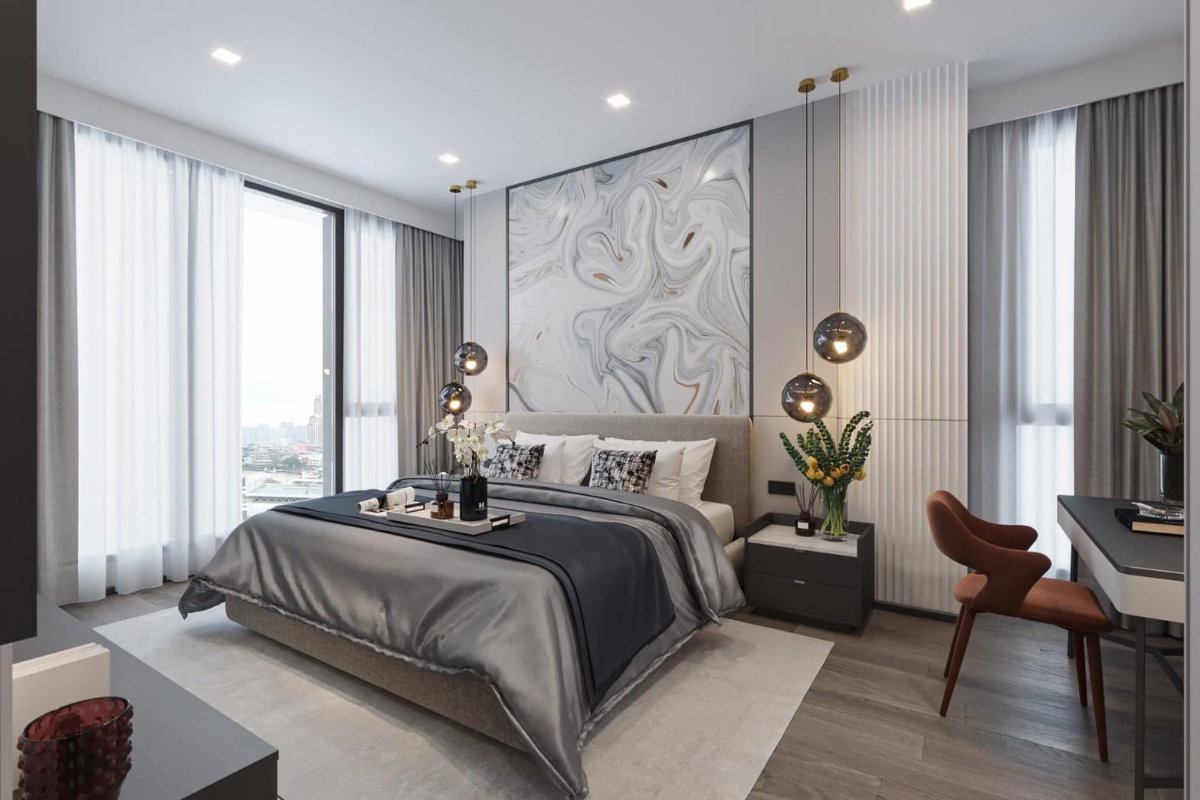 รูป ✅ ✅ ให้เช่า - RHYTHM Charoenkrung Pavillion , Luxury 3 ห้องนอน พร้อมเข้าอยู่ ติดต่อไลน์ @bktasset โทร 095-325-8928 - รูปที่ 7/15