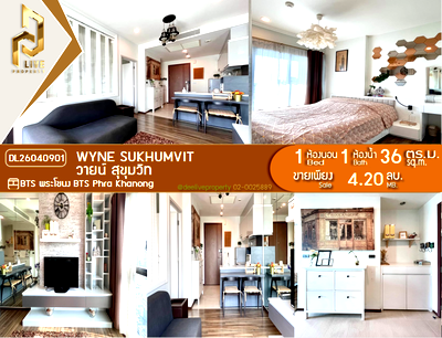 Condos for sale : DL26040901 Condo for sale, WYNE Sukhumvit near BTS Phra Khanong, ready to move in, call urgently 0653619502 LineID @952jdxxk