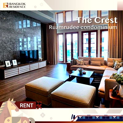 คอนโดให้เช่า : เช่าคอนโด 💎 The Crest Ruamrudee condominium 3นอน 265.83ตร.ม. 150k ห้อง Penhouse วิวสวน 🏞️ ใกล้ BTS เพลินจิต 