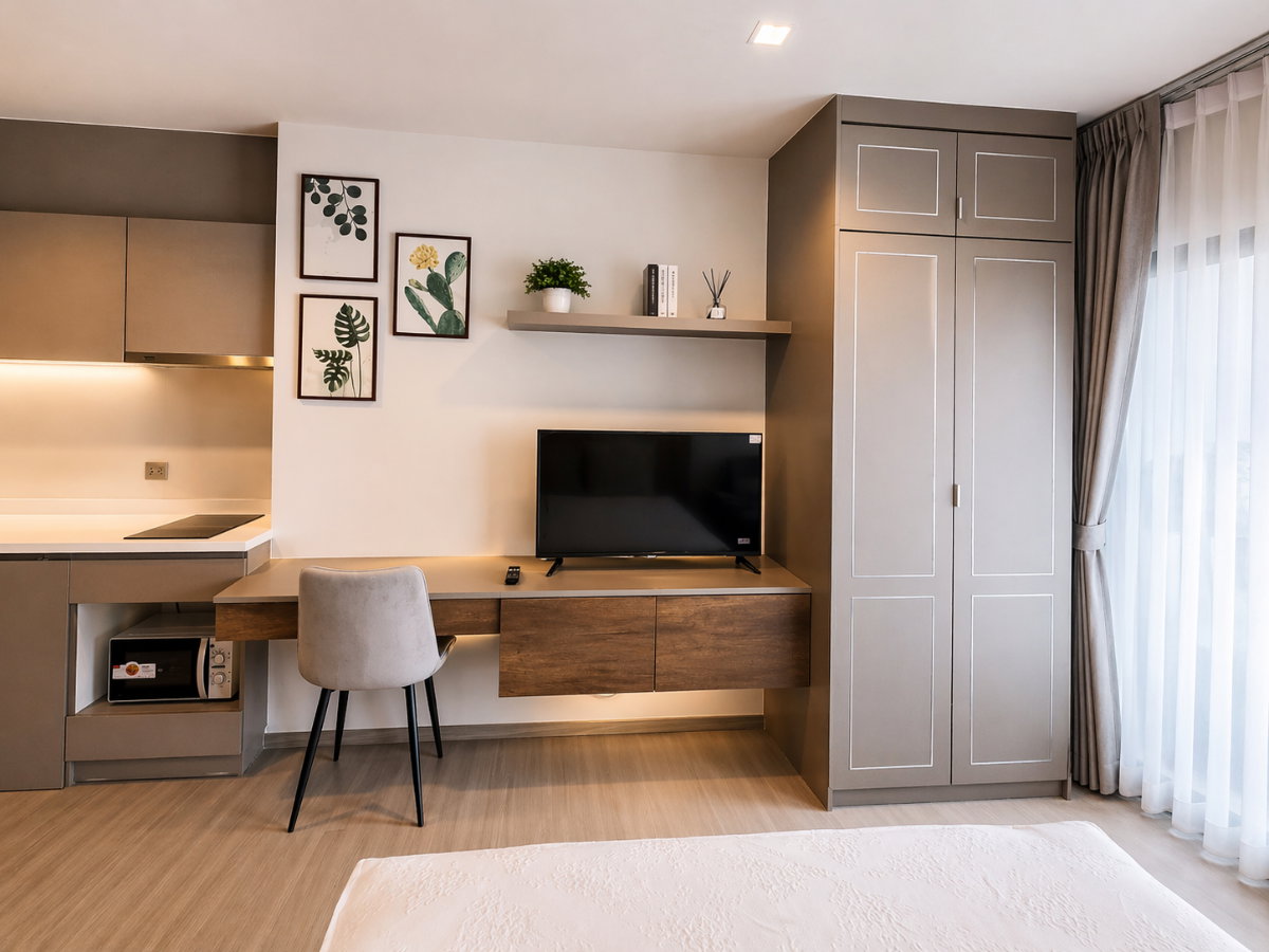 รูป 🍀🍀 Cozy room🍀ให้เช่า📌 ไลฟ์ อโศก-พระราม9 (Line:@rent2022)MRT พระราม9✨พร้อมเข้าอยู่🔖A11209 - รูปที่ 4/9