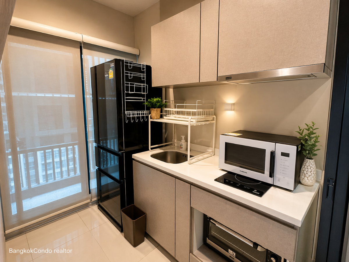 รูป 🍀🍀 Cozy room🍀ให้เช่า📌 ไลฟ์ อโศก-พระราม9 (Line:@rent2022)MRT พระราม9✨พร้อมเข้าอยู่🔖A11202 - รูปที่ 6/9