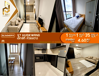 Condos for sale : DL26040911 Condo for sale, XT HUAIKWANG near MRT ห้วยขวาง, ready to move in, call urgently 0614453194 LineID @162cjixi