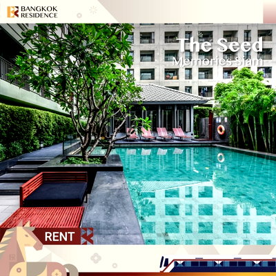 Condos for rent BTS National Stadium : Rent Condo 🌃 The Seed Memories Siam, 1BR 50 sqm 22K, Fully Furnished 🛋️ close to BTS National Stadium 