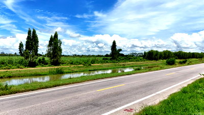 ที่ดิน กาญจนบุรี : ที่ดินสวยถมแล้ว ติดคลองส่งน้ำชลประทาน วิวสวย อำเภอท่าม่วง กาญจนบุรี