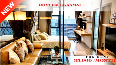 Condos for rent : 🚆✨ Prime Condo Location For Rent 📌 Rhythm Ekkamai Condominium (Line: @rent2022) | Near BTS Ekkamai  ✨ Ready to move in! ✨ 📌 Ref Code: A00385