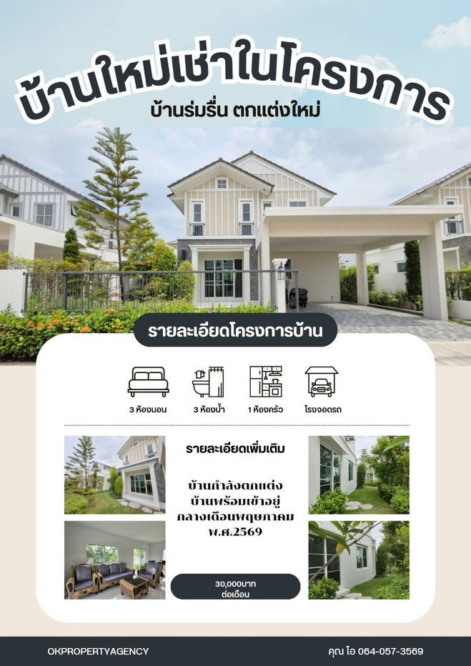 รูป บ้านสวย บ้านใหม่ ตกแต่งครบ 3ห้องนอน - รูปที่ 1/12