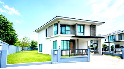 เช่าบ้านเดี่ยว สามโคก ปทุมธานี : ตรงปก! สามโคก-ปทุมธานี บ้านเดี่ยว 3-4นอน 4แอร์ 3 น้ำ 2 ชั้น 52 ตร.วา.210 ตร.ม.โกลบอลเฮ้าส์ 800 ม. บ้านหัวมุม แม็คโคร ปทุมธานี 900 ม
