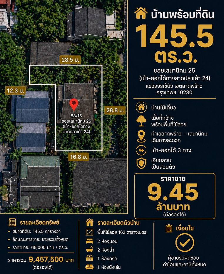 รูป บ้านพร้อมที่ดิน “เสนานิคม” ทำเลหายาก เข้า-ออกได้ 3 ทาง - รูปที่ 14/16