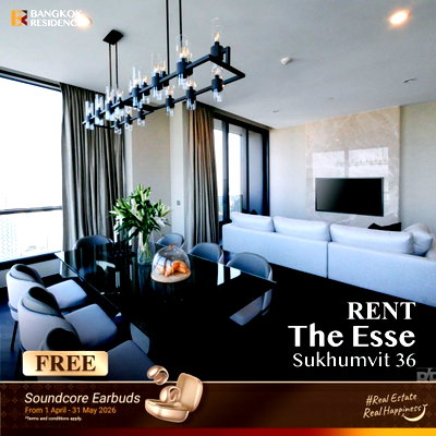คอนโดให้เช่า :  เช่าคอนโด The Esse Sukhumvit 36 ⭐ 3นอน 123.93ตร.ม. 190k ยูนิตแรร์ที่สุด 3นอน💎 ติด BTS ทองหล่อ 