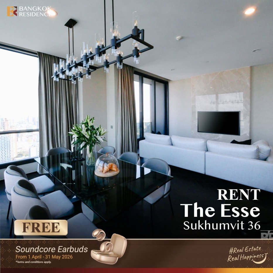 รูป  เช่าคอนโด The Esse Sukhumvit 36 ⭐ 3นอน 123.93ตร.ม. 190k ยูนิตแรร์ที่สุด 3นอน💎 ติด BTS ทองหล่อ  - รูปที่ 1/10