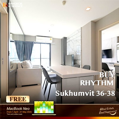 ขายคอนโด : 🔥 Hot Unit! ห้องรีโนเวทใหม่ ชั้นสูง วิวสวย เฟอร์ครบ - RHYTHM Sukhumvit 36-38 ใกล้ BTS ทองหล่อ