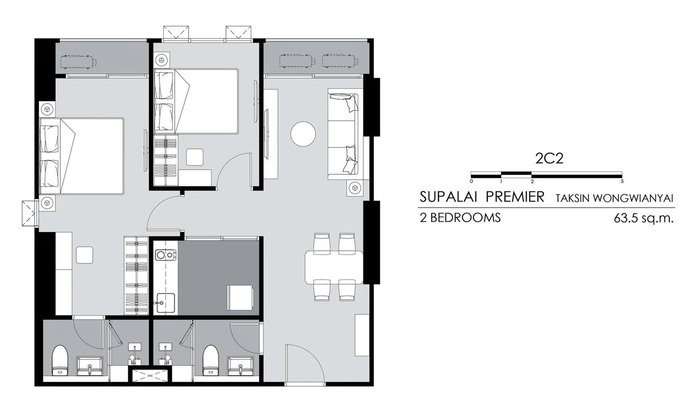 รูป ⭐️⭐️ขายดาวน์ห้องใหม่!! Supalai Premier ตากสิน-วงเวียนใหญ่ 2Bed 63.50 ตรม.ชั้น 37 ทำเลดี น่าอยู่!! ⭐️⭐️สอบถาม LINE ID: @atfirm📲 - รูปที่ 2/13