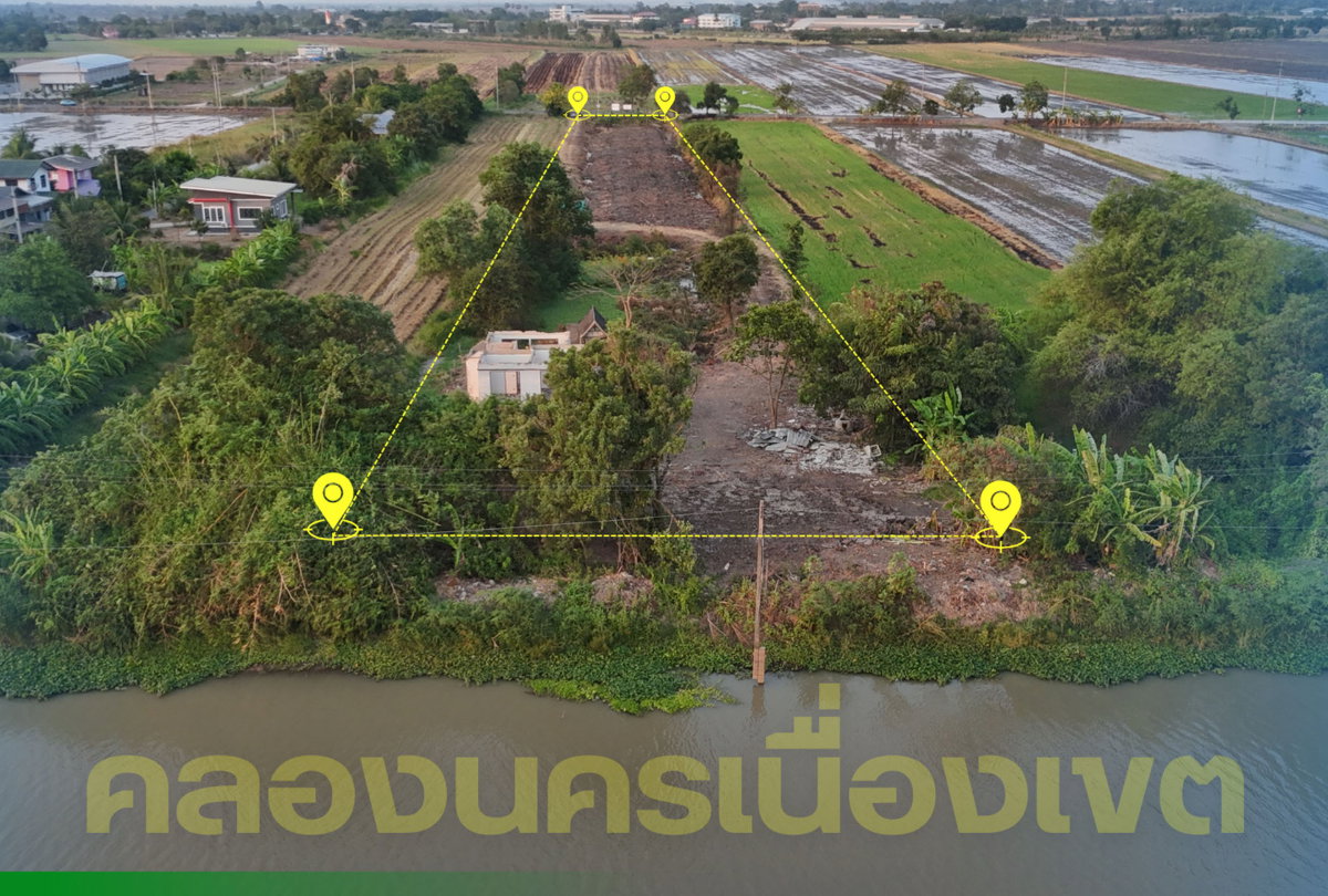 รูป ขาย ที่ดินริมน้ำ สำหรับขาย – คลองนครเนื่องเขต บางน้ำเปรี้ยว – 4-2-24 ไร่ วิวคลองเปิดโล่ง - รูปที่ 1/5
