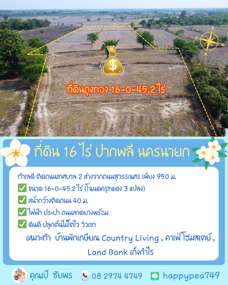 รูป 🌳 ที่ดินถุงทองแปลงสวย 16 ไร่ นครนายก: จุดยุทธศาสตร์แห่งการลงทุนและชีวิตสโลว์ไลฟ์ใกล้เขาใหญ่! 🏞️ - รูปที่ 10/19