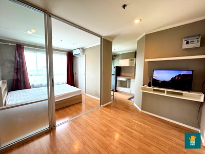 Condos for rent BTS On Nut : Lumpini Ville Sukhumvit 77-2, partially furnished, 26 sq m, 8,000 baht.