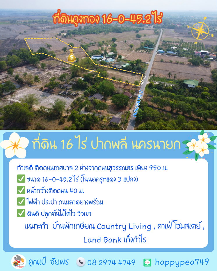 รูป 🌳 ที่ดินถุงทองแปลงสวย 16 ไร่ นครนายก: จุดยุทธศาสตร์แห่งการลงทุนและชีวิตสโลว์ไลฟ์ใกล้เขาใหญ่! 🏞️ - รูปที่ 4/19