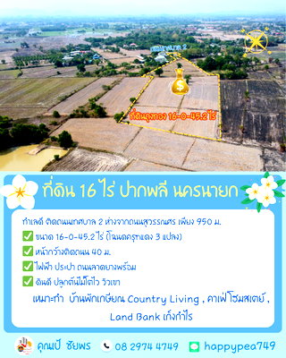 ขายที่ดิน : 🌳 ที่ดินถุงทองแปลงสวย 16 ไร่ นครนายก: จุดยุทธศาสตร์แห่งการลงทุนและชีวิตสโลว์ไลฟ์ใกล้เขาใหญ่! 🏞️