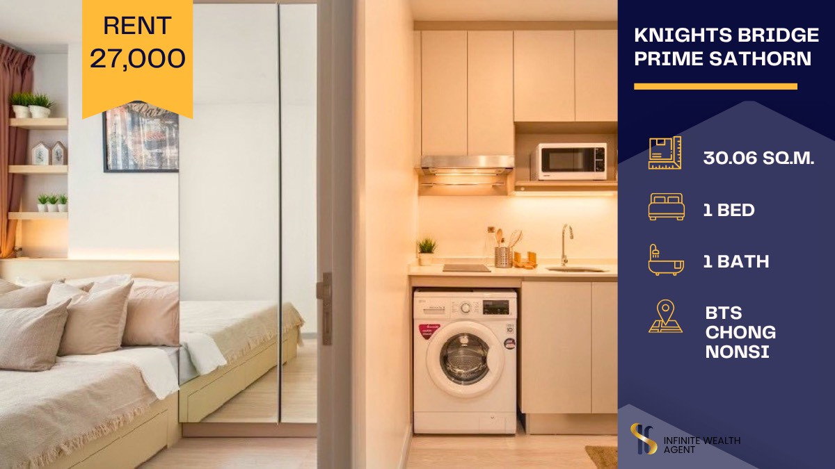 รูป Knightsbridge Prime Sathorn 🏢 ห้องมูจิ วิวโล่ง ใกล้ BTS Chong Nonsi 🚆 600 ม. 1Bed พร้อมอยู่ 27,000฿ 📍 - รูปที่ 1/10