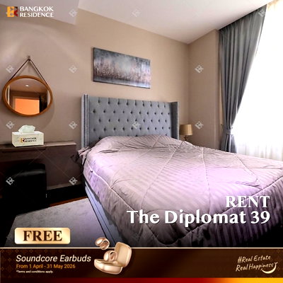 คอนโดให้เช่า : เช่าคอนโด 🛋️ The Diplomat 39 ใกล้ BTS พร้อมพงษ์ 1นอน 54ตรม 50k ห้องสวยราคาดีที่สุด💲 