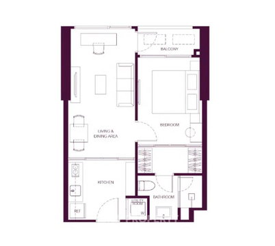 คอนโด 1-ห้องนอน ที่ ไวด์เด็น บาย แสนสิริ ใน ทุ่งมหาเมฆ (ID 2866694)