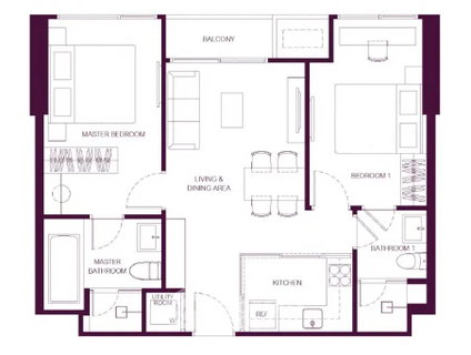 คอนโด 2-ห้องนอน ที่ ไวด์เด็น บาย แสนสิริ ใน ทุ่งมหาเมฆ (ID 2866690)