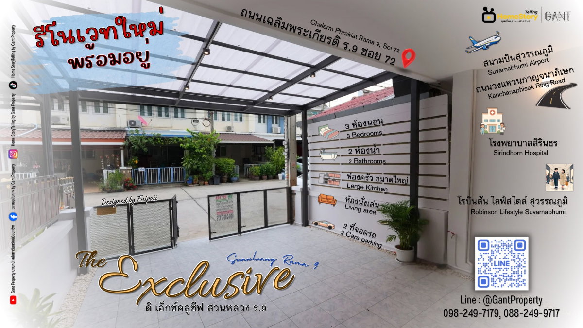 รูป ขายด่วน ทฮ 2 ชั้น 3 ห้องนอน รีโนเวทใหม่ทั้งหมด หมู่บ้าน ดิเอ็กคลูซีฟ เฉลิมพระเกียรติ ร.9 ซอย72 ใกล้วงแหวนกาญจนาภิเษก, สนามบินสุวรรณภูมิ (Gant-285) - รูปที่ 1/20
