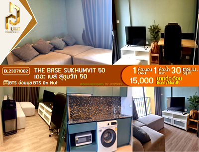 Condos for rent : DL23071002 Condo for rent, The Base Sukhumvit 50 near BTS On Nut, ready to move in, call urgently 0800343450 LineID @655ebbvc