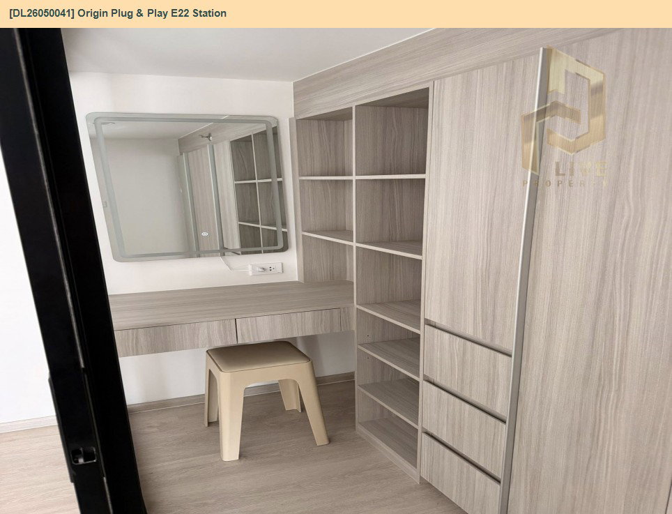 รูป DL26050041 ให้เช่าคอนโด ออริจิ้น ปลั๊ก แอนด์ เพลย์ อี 22 สเตชั่น  (Origin Plug & Play E22 Station) ใกล้ BTS สายลวด พร้อมเข้าอยู่ โทรด่วน 0800343450 LineID @655ebbvc - รูปที่ 5/9