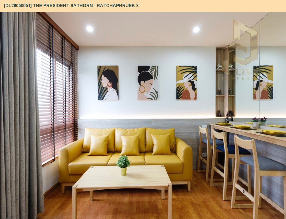 รูป DL26050051 ให้เช่าคอนโด เดอะ เพรสซิเดนท์ สาทร - ราชพฤกษ์ 3 (The President Sathorn - Ratchaphruek 3) ใกล้ BTS บางหว้า พร้อมเข้าอยู่ โทรด่วน 0800343450 LineID @655ebbvc - รูปที่ 4/24
