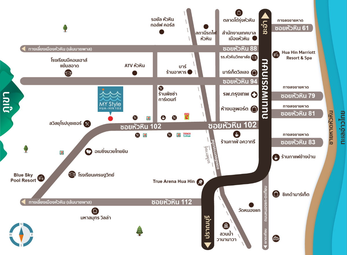 รูป ให้เช่า Room for rent at My style Hua Hin 102 Two Bedroom 23,000 THB  52 sqm. - รูปที่ 19/20