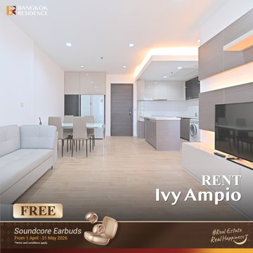 Rent Condo🌃 Ivy Ampio, 2br 81.19sq.m. 45k, beautiful room with full furniture 💚 near MRT Thailand Cultural Centre 