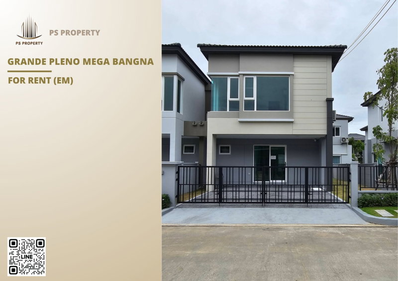 บ้านแฝดให้เช่า : บ้านให้เช่า 🔥 Grande Pleno Mega Bangna 🔥 3 ห้องนอน 3 ห้องน้ำ เฟอร์นิเจอร์ และ เครื่องใช้ไฟฟ้าครบ ใกล้เมกาบางนา