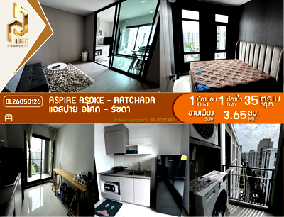 Condos for sale : DL26050126 Condo for sale, Aspire Asoke - Ratchada near MRT พระราม 9, ready to move in, call urgently 0653619502 LineID @897iyzll