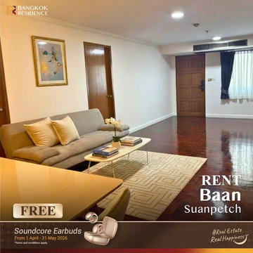 Rent Condo 💎 Baan Suanpetch, 3BR 135 sq.m. 60K 🤎🏠 Extra Spacious Warm Homey Feel, Near BTS Phrom Phong  