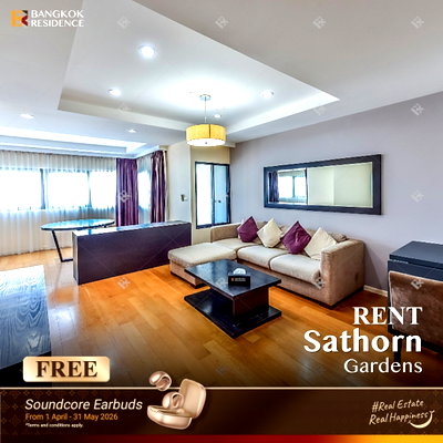 คอนโดให้เช่า : เช่าคอนโด ⭐ Sathorn Gardens 1นอน 78ตร.ม. 35k  ห้องสวย เฟอร์ครบ 🛌🏻ใกล้ BTS ศาลาแดง 