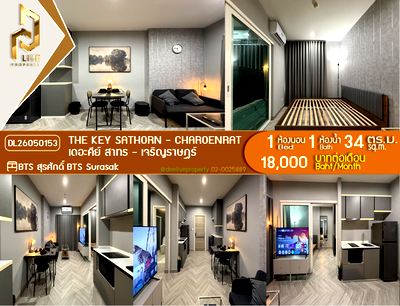 Condos for rent Shrewsbury International School : DL26050153 Condo for rent, The Key Sathorn - Charoenrat near BTS Surasak, ready to move in, call urgently 0653619502 LineID @897iyzll
