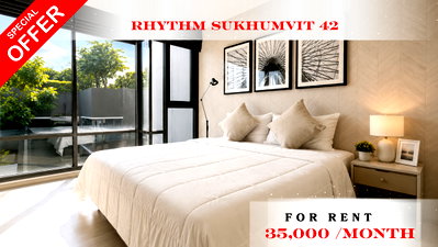 Condos for rent : 🍀🚆 Cozy Room For Rent 📌 Rhythm Sukhumvit 42 Condominium(Line: @rent2022) | Near BTS Ekkamai  ✨ Ready to move in! ✨📌 Ref Code: A01191