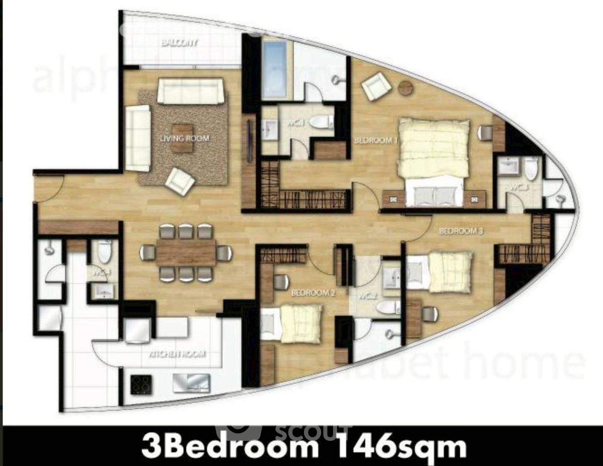 รูป คอนโดมิเนียมชั้นสูง 3 ห้องนอน 146 ตร.ม. Millennium Residence @ Sukhumvit ใกล้ BTS อโศก (ID 2878829) - รูปที่ 12/18