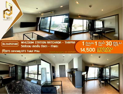 Condos for rent : DL26050148 Condo for rent, Whizdom Station Ratchada - Thapra  near BTS Talat Phlu, ready to move in, call urgently 0614453194 LineID @952jdxxk