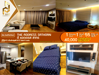 เช่าคอนโด BTS เซนต์หลุยส์ : DL26050162 ให้เช่าคอนโด ดิ แอดเดรส สาทร (The Address Sathorn) ใกล้ BTS เซ็นต์หลุยส์ พร้อมเข้าอยู่ โทรด่วน 0614453194 LineID @162cjixi