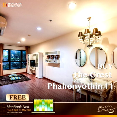 ขายคอนโด : 🛏️ ขายคอนโด The Crest Phahonyothin 11 ห้องสวย แต่งครบ ใกล้ BTS สะพานควาย