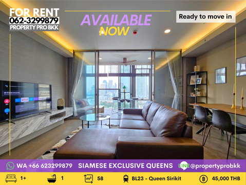🌟🌟 For Rent Siamese Exclusive Queens: Spacious Luxury 1 Bedroom Plus with Panoramic Benjakitti Park View — 50 m. to MRT QSNCC & One Bangkok 