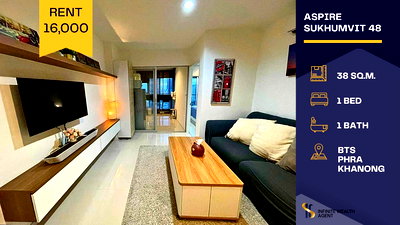 คอนโดให้เช่า : ✨ Aspireสุขุมวิท 48 🛋️ ห้องสวยวิวสวยแต่งครบพร้อมอยู่ 🚆 ใกล้BTSพระโขนง 700ม.💥เช่าเพียง 16,000 บาท/เดือน