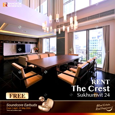 คอนโดให้เช่า :  เช่าคอนโด 🌃 The Crest Sukhumvit 24 Duplex 3นอน 248.37ตรม 180k 💖 แรร์ ยูนิต Duplex สวย ใกล้ BTS พร้อมพงษ์ 