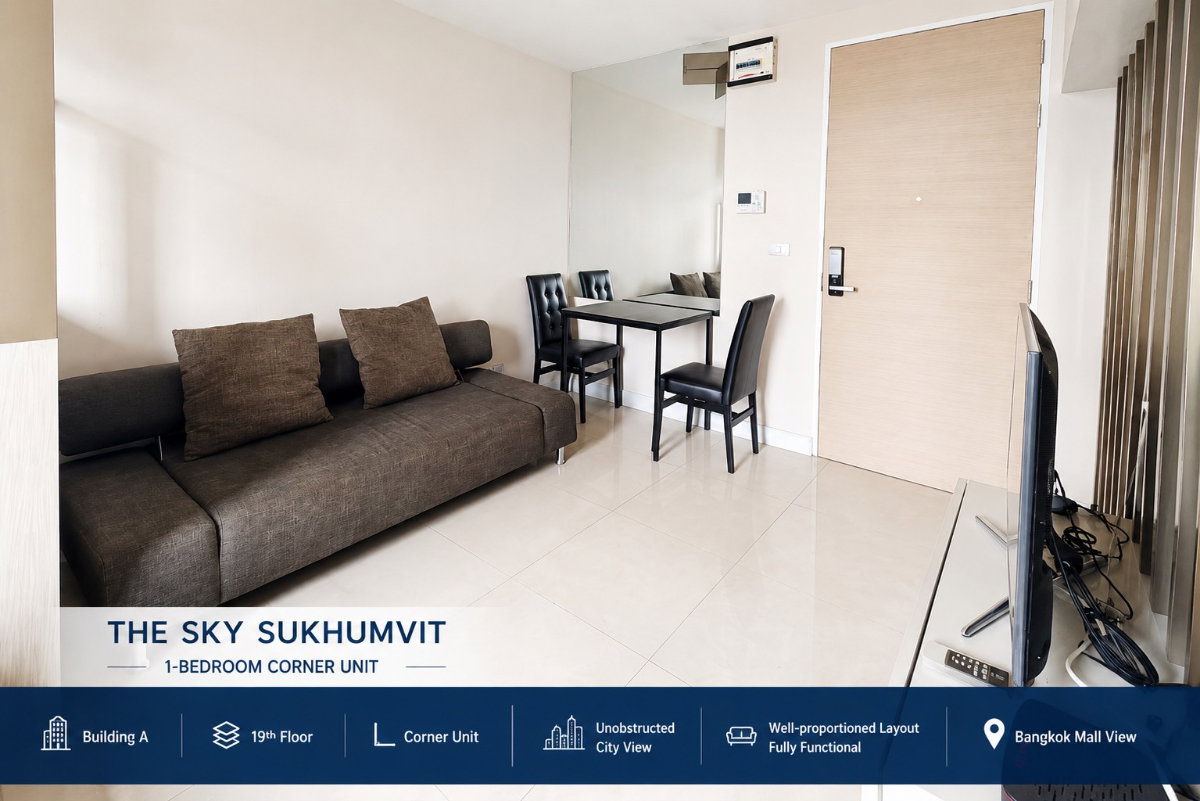 รูป ขายคอนโดพร้อมอยู่ติด BTS อุดมสุข The Sky Sukhumvit ชั้น 19 ห้องมุม วิว Bangkok Mall ราคาเพียง 3.3 ล้านบาท (เจ้าของขายเอง) - รูปที่ 3/12