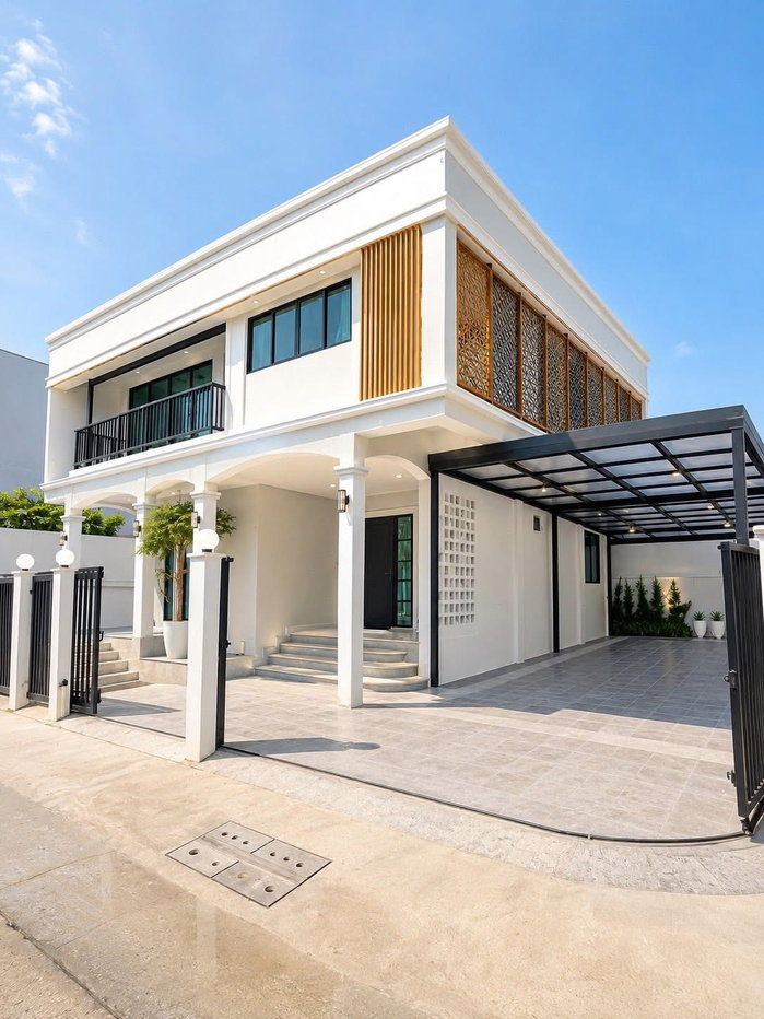 รูป R156 🏡✨ขายด่วน บ้านเดี่ยวหลังมุม สไตล์ Modern Craftsmanship นวมินทร์ 127 เดินทางง่ายทำเลดี ราคาเพียง 10.50 MB เท่านั้น - รูปที่ 1/25