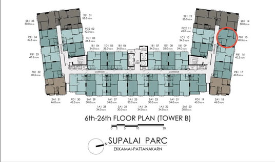 WTS Resale Down Payment - Supalai Parc Ekkamai-Pattanakarn | 25th Fl. Unit 2515, 40.5sqm, High Floor, Below Market Price!