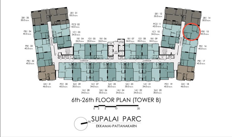 รูป [ขายดาวน์] Supalai Parc เอกมัย-พัฒนาการ | ชั้น 25 ห้อง 2515 (40.5 ตร.ม.) วิวสวย ราคาดีกว่าโครงการ! - รูปที่ 1/6