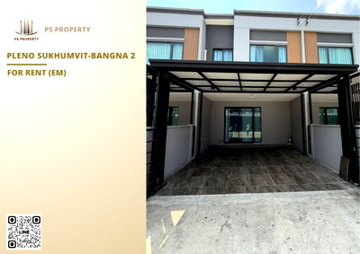 Townhouses for rent เทสโก้โลตัส บางพลี : Townhouse for rent ✨ Pleno Sukhumvit-Bangna 2 ✨ 3 bedrooms, 2 bathrooms, fully furnished and equipped with appliances.