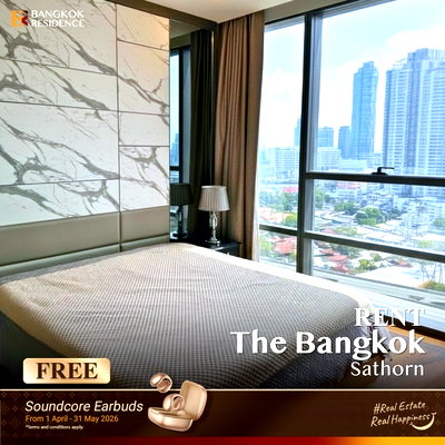 Condos for rent : Rent Condo 🌃 The Bangkok Sathorn, 1BR 62sq.m. 40k 🌊 Corner Unit with River-View Luxury, Near BTS Surasak 